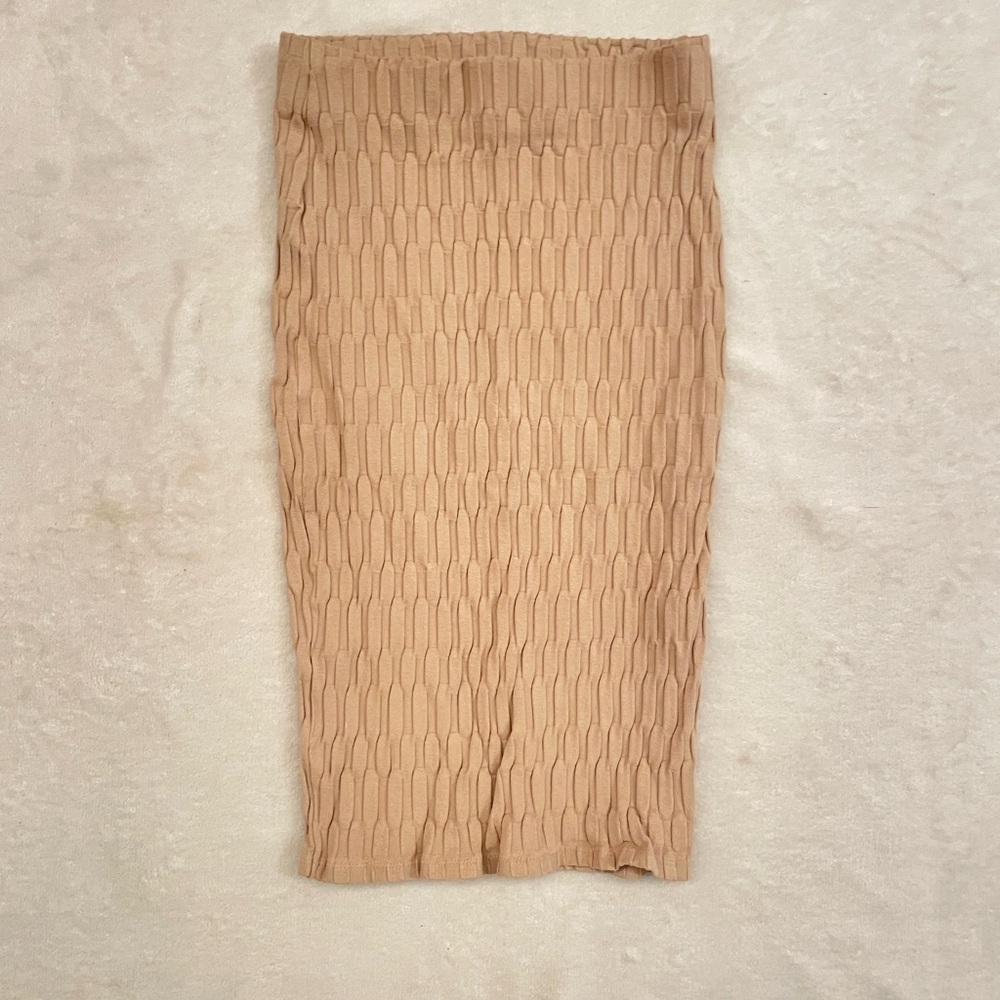 Zara Textured Tan Pencil Skirt